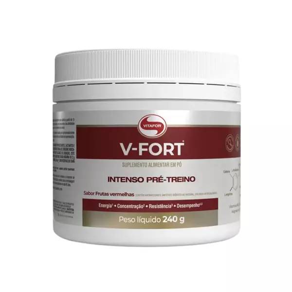 Pré Treino Suplemento Alimentar 240g – Sabor Frutas Vermelhas VITAFOR Pré Treino Suplemento Alimentar 240g – Sabor Frutas Vermelhas VITAFOR