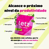 Letz Chiclete Energético Cafeína Taurina - Chiclete menta Zero açúcar - 1 pacote 12 unidades